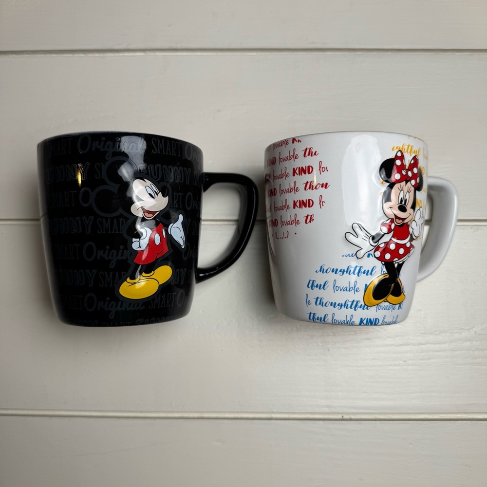 Disney Black and White Mickey and Minnie Set of 2 Mugs